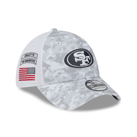 San Francisco 49ers New Era Arctic Camo/White 2024 Salute to Service 39THIRTY Flex Hat