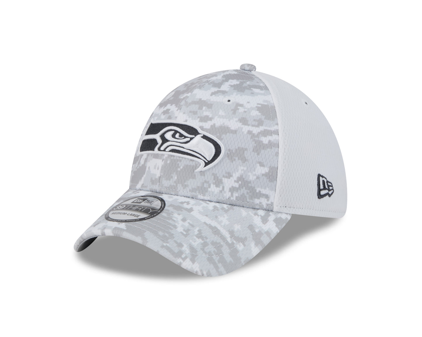 Seattle Seahawks New Era Arctic Camo/White 2024 Salute to Service 39THIRTY Flex Hat