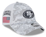 Men's San Francisco 49ers New Era White Arctic Camo 2024 NFL Salute To Service 9FORTY Adjustable Hat - Pro Jersey Sports