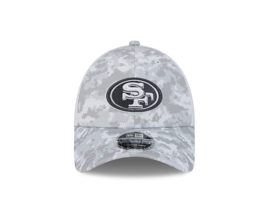 Men's San Francisco 49ers New Era White Arctic Camo 2024 NFL Salute To Service 9FORTY Adjustable Hat - Pro Jersey Sports