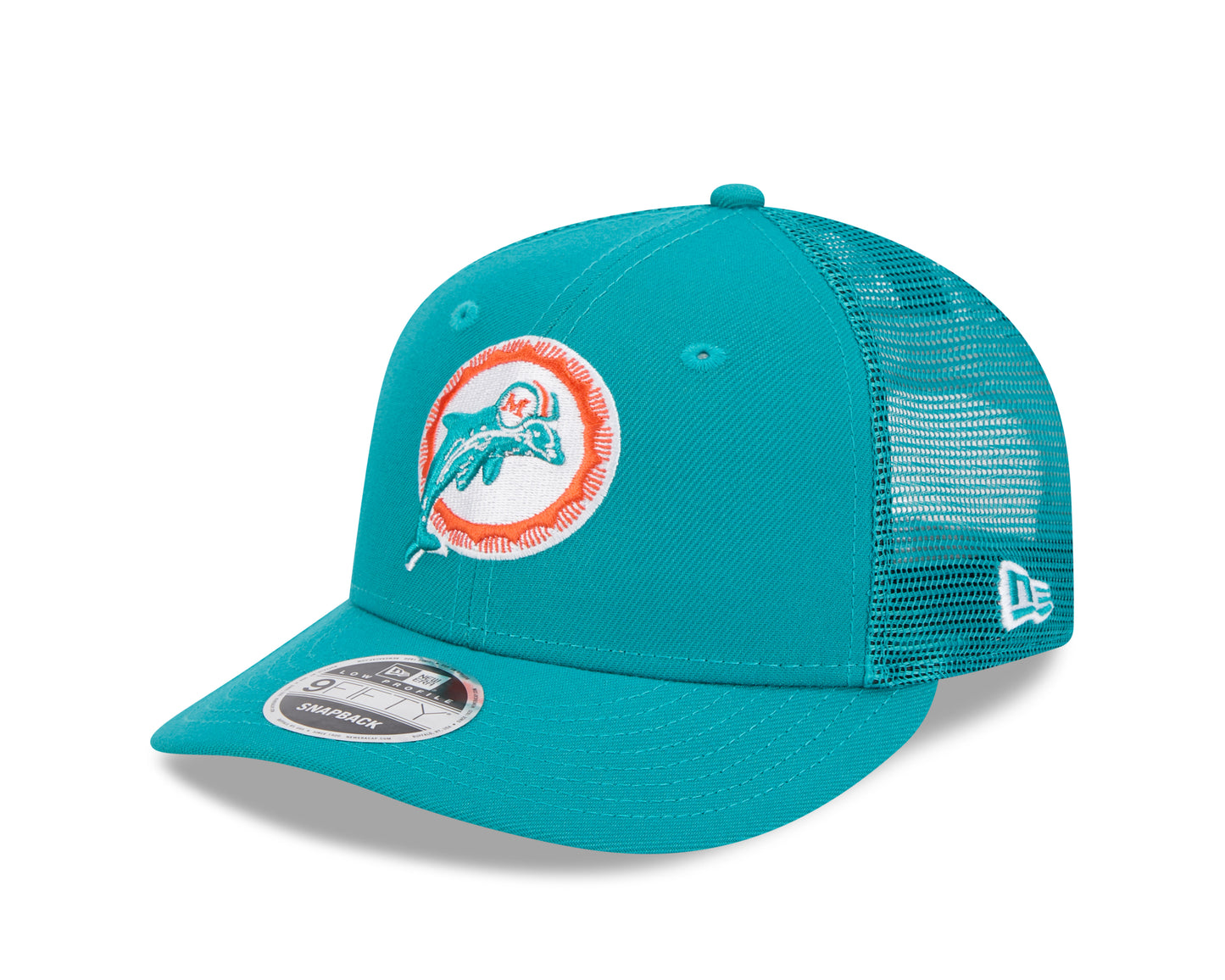 Men's Miami Dolphins New Era Aqua Historic Low Profile Trucker 9FIFTY Adjustable Hat