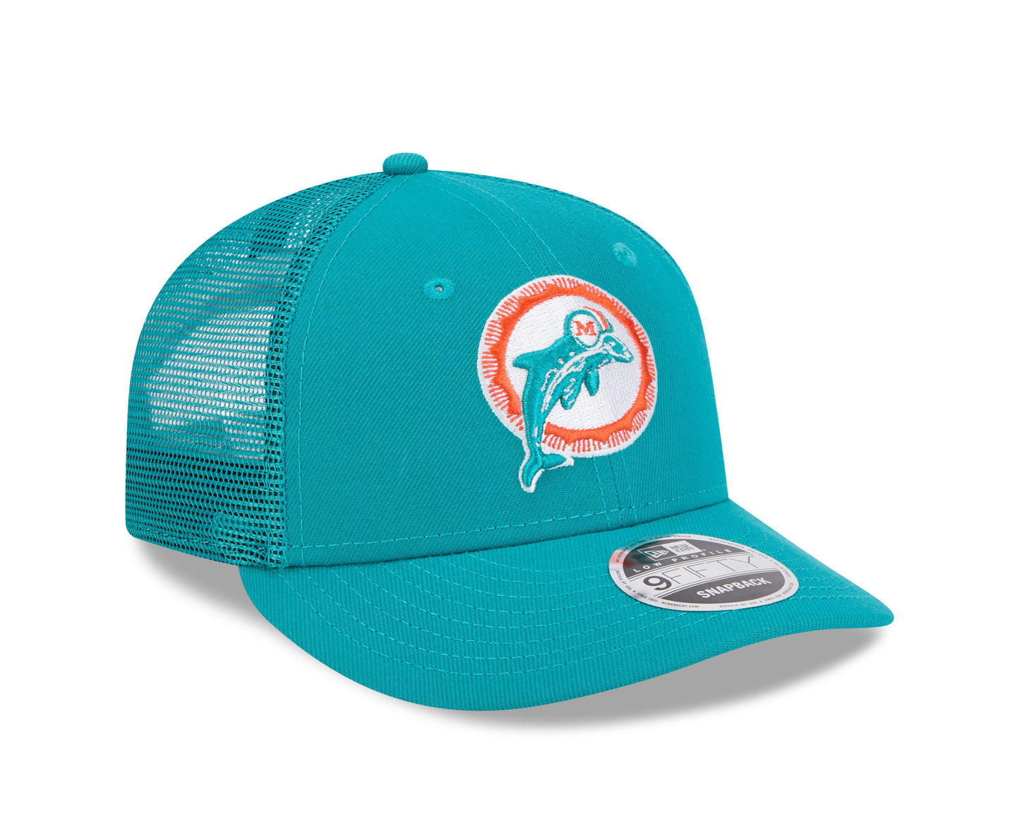 Men's Miami Dolphins New Era Aqua Historic Low Profile Trucker 9FIFTY Adjustable Hat