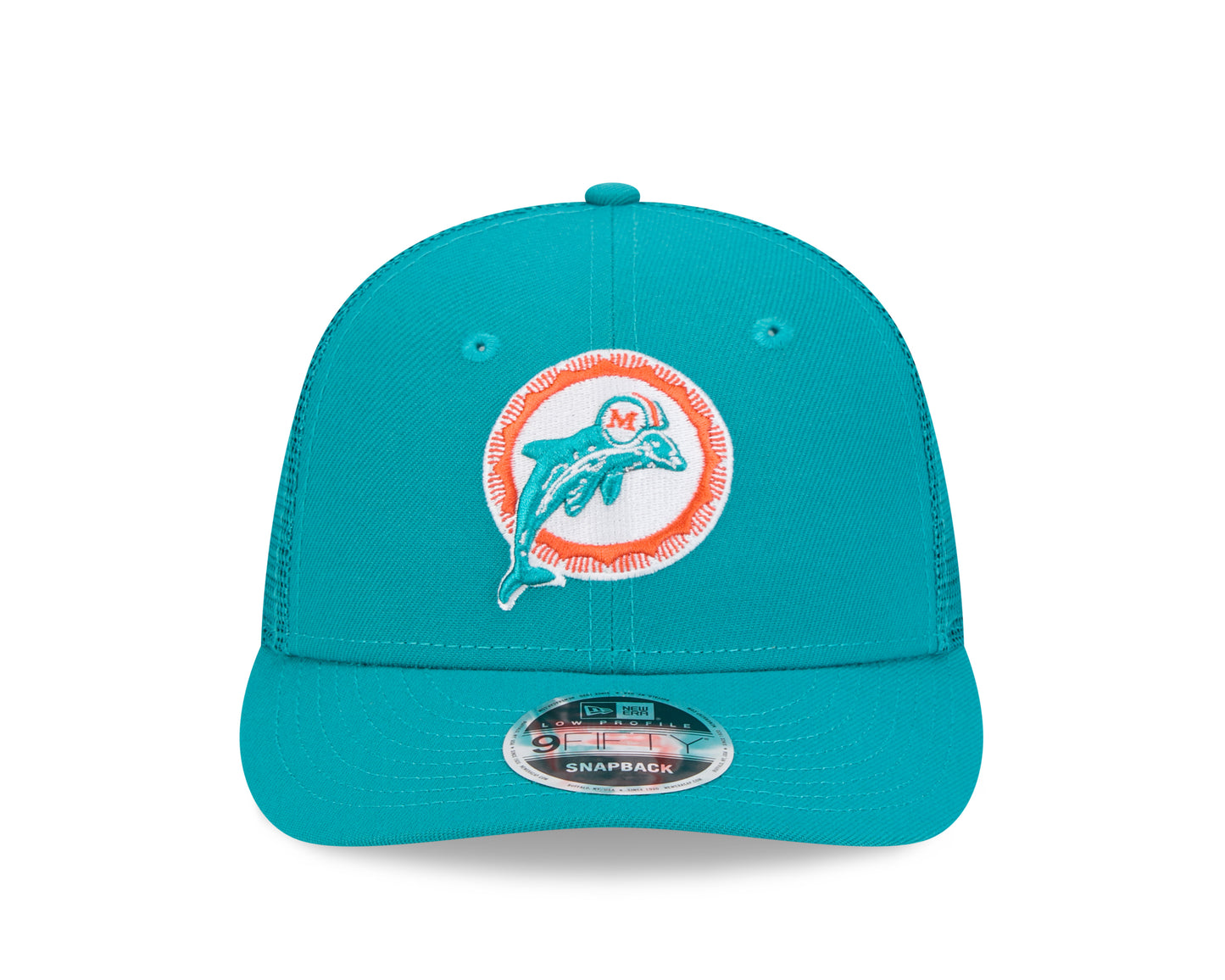 Men's Miami Dolphins New Era Aqua Historic Low Profile Trucker 9FIFTY Adjustable Hat