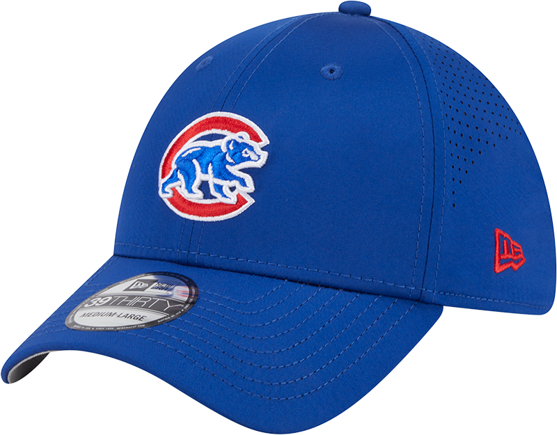 MLB Chicago Cubs New Era Mid Perf 39THIRTY Flex Fit Hat - Blue
