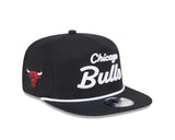 Chicago Bulls New Era Black Team Text The Golfer Snapback Hat - Pro Jersey Sports