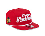 Chicago Blackhawks New Era Red Team Text The Golfer Snapback Hat - Pro Jersey Sports