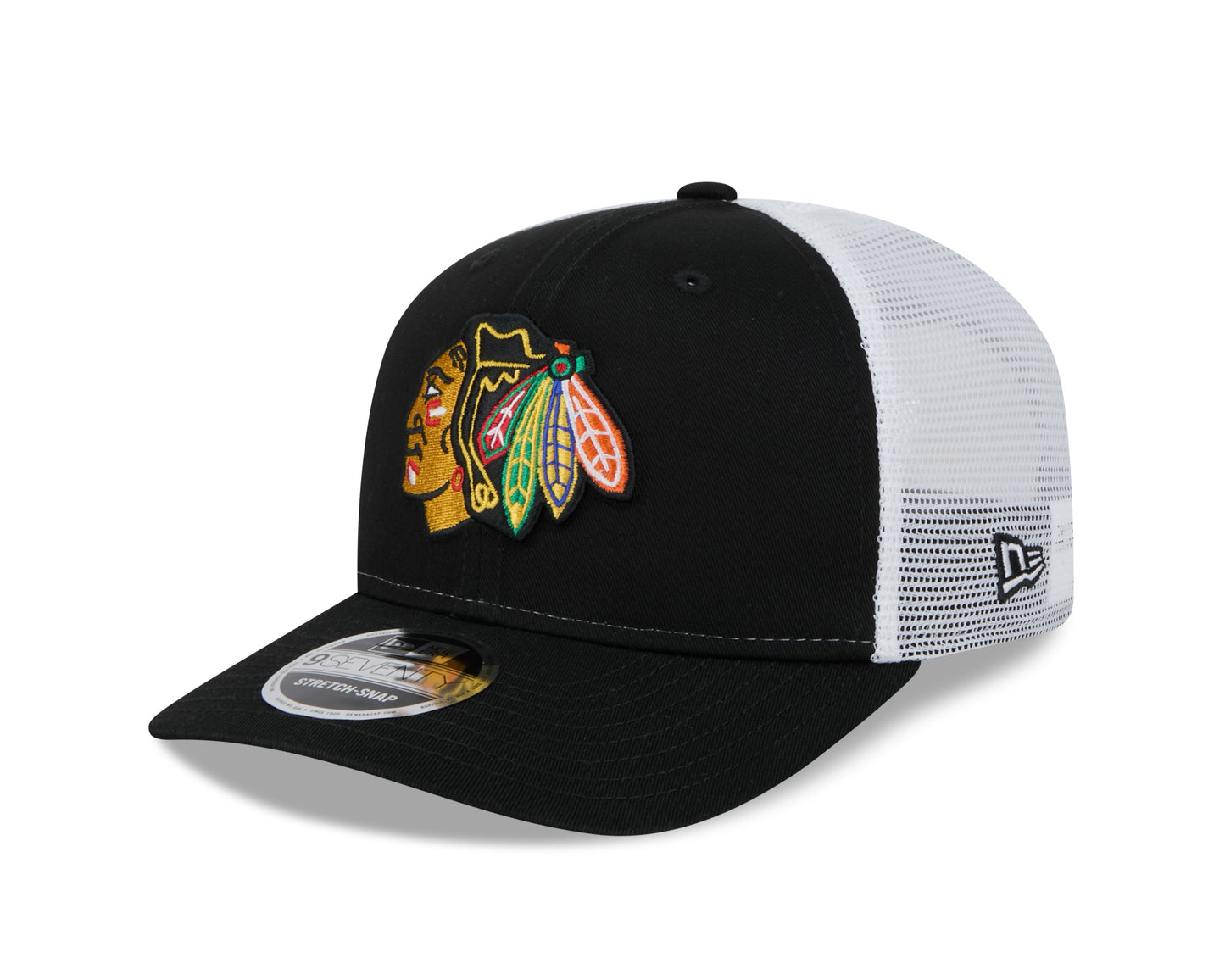 Men's Chicago Blackhawks New Era Black/White 9SEVENTY Trucker Hat