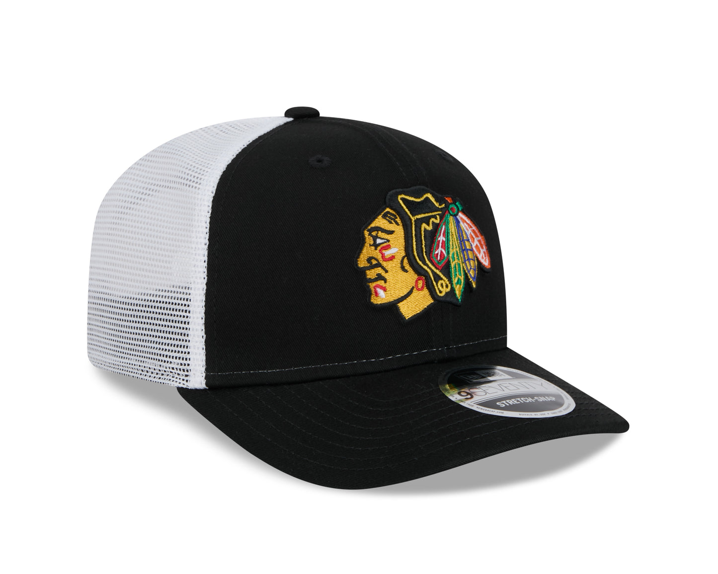 Men's Chicago Blackhawks New Era Black/White 9SEVENTY Trucker Hat