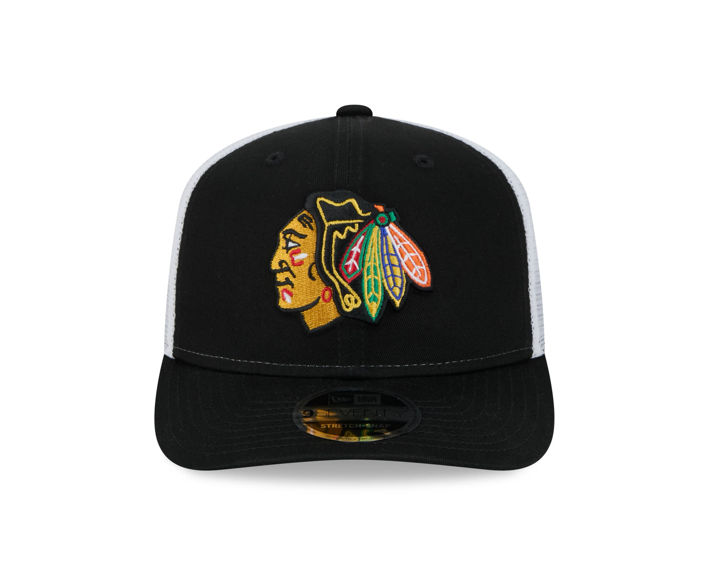 Men's Chicago Blackhawks New Era Black/White 9SEVENTY Trucker Hat