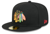 Chicago Blackhawks Black Basic New Era 59FIFTY Fitted Hat - Pro Jersey Sports