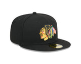 Chicago Blackhawks Black Basic New Era 59FIFTY Fitted Hat - Pro Jersey Sports