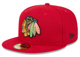 Chicago Blackhawks Red Basic New Era 59FIFTY Fitted Hat - Pro Jersey Sports