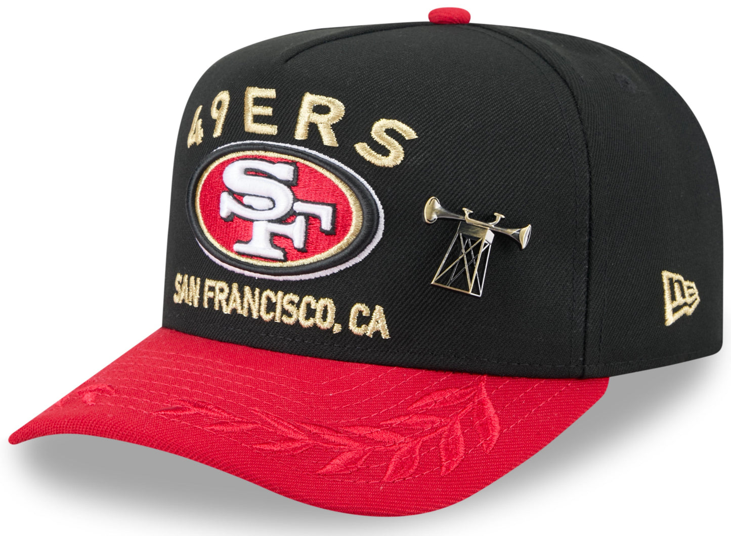 Men's San Francisco 49ers New Era Black 2025 On Stage NFL Draft A-Frame 59FIFTY Fitted Hat