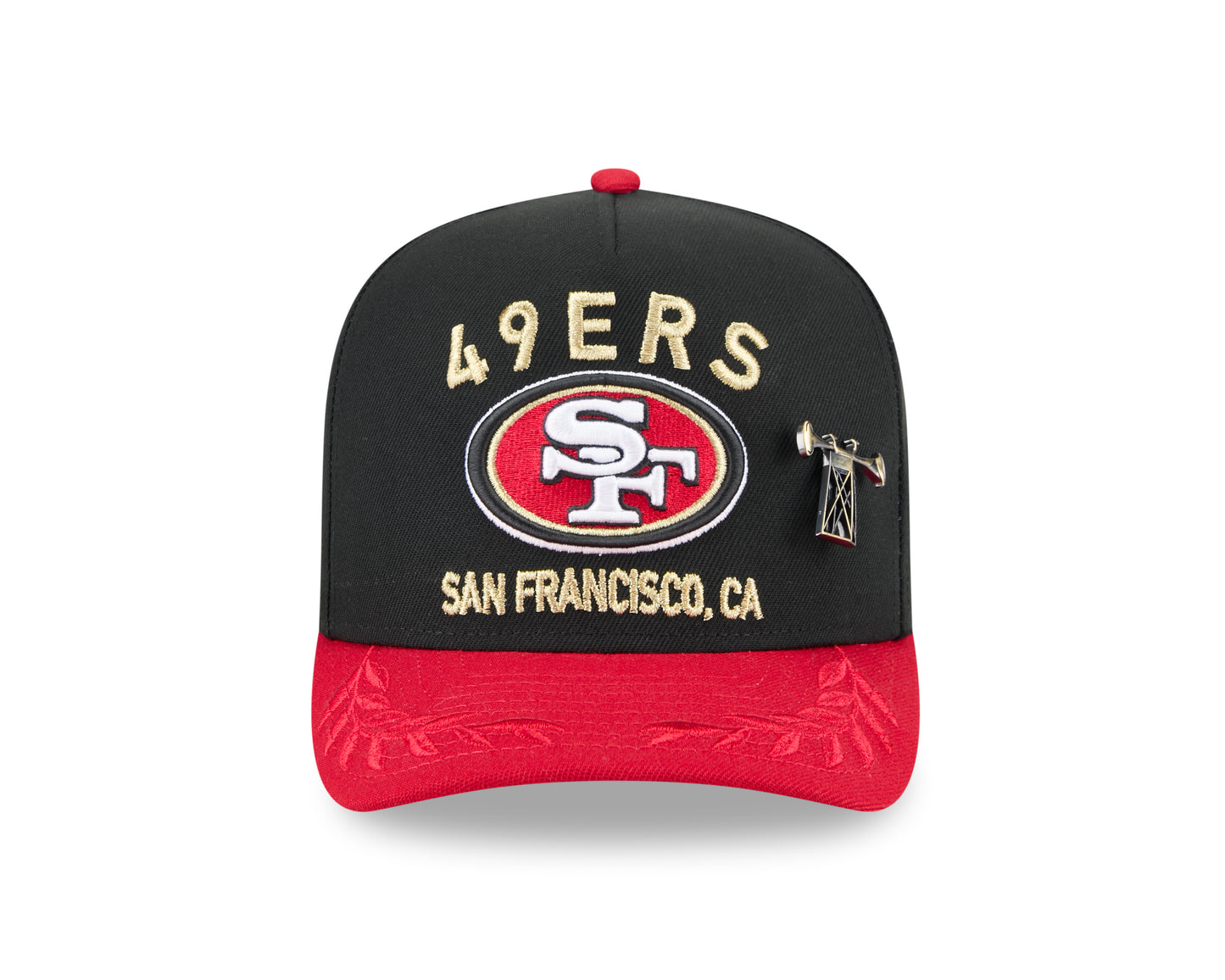 Men's San Francisco 49ers New Era Black 2025 On Stage NFL Draft A-Frame 59FIFTY Fitted Hat