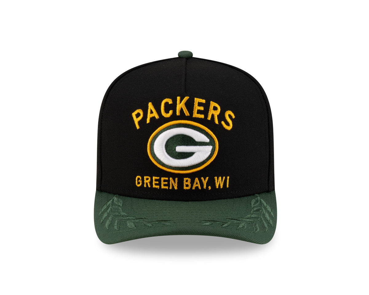 Men's Green Bay Packers New Era 2025 NFL Draft Black A-Frame 9FIFTY Snapback Adjustable Hat - Pro Jersey Sports