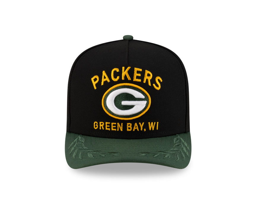Men's Green Bay Packers New Era 2025 NFL Draft Black A-Frame 9FIFTY Snapback Adjustable Hat - Pro Jersey Sports