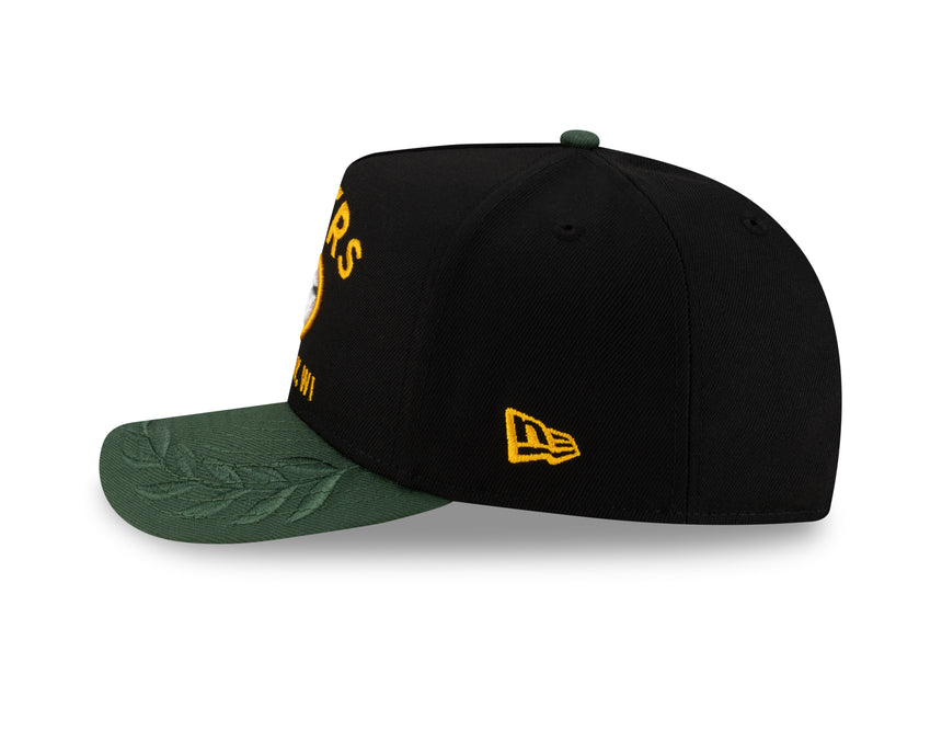 Men's Green Bay Packers New Era 2025 NFL Draft Black A-Frame 9FIFTY Snapback Adjustable Hat - Pro Jersey Sports