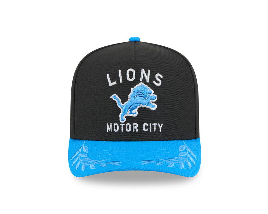 Men's Detroit Lions New Era 2025 NFL Draft Black A-Frame 9FIFTY Snapback Adjustable Hat - Pro Jersey Sports