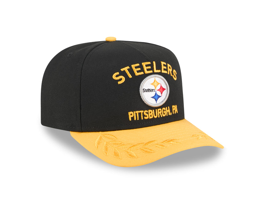 Men's Pittsburgh Steelers New Era 2025 NFL Draft Black A-Frame 9FIFTY Snapback Adjustable Hat - Pro Jersey Sports