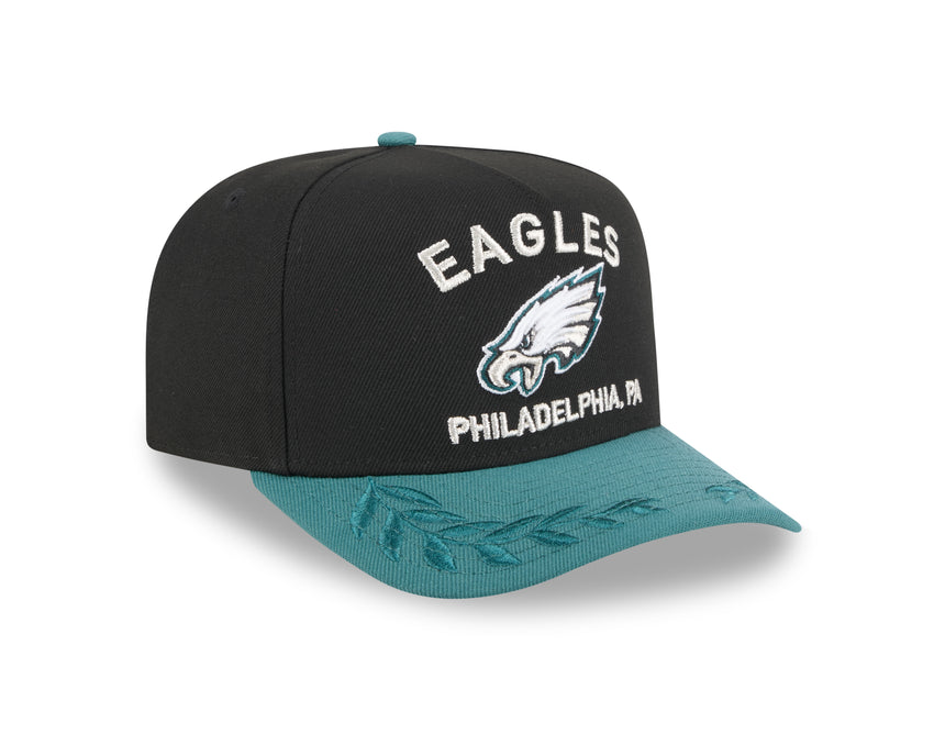 Men's Philadelphia Eagles New Era 2025 NFL Draft Black A-Frame 9FIFTY Snapback Adjustable Hat - Pro Jersey Sports
