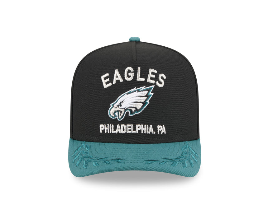 Men's Philadelphia Eagles New Era 2025 NFL Draft Black A-Frame 9FIFTY Snapback Adjustable Hat - Pro Jersey Sports