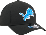 Men's Detroit Lions New Era Primary Logo Black M-Crown 9FORTY Snapback Adjustable Hat - Pro Jersey Sports