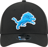 Men's Detroit Lions New Era Primary Logo Black M-Crown 9FORTY Snapback Adjustable Hat - Pro Jersey Sports