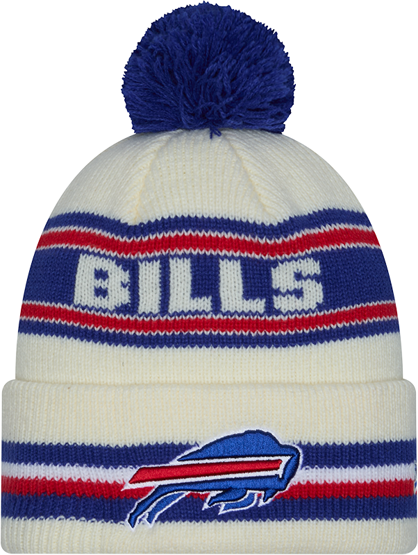Buffalo Bills New Era Off White Knit Classic Cuffed Pom Knit - Pro Jersey Sports