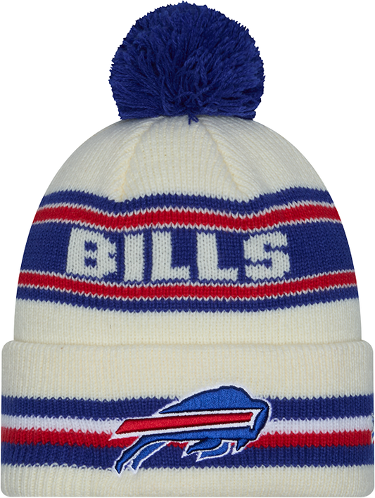 Buffalo Bills New Era Off White Knit Classic Cuffed Pom Knit - Pro Jersey Sports