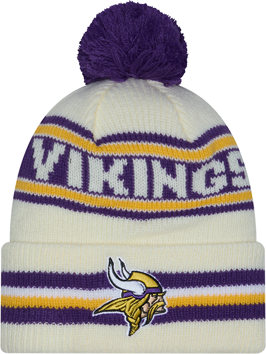 Minnesota Vikings New Era Off White Knit Classic Cuffed Pom Knit - Pro Jersey Sports