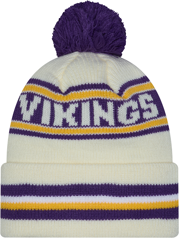 Minnesota Vikings New Era Off White Knit Classic Cuffed Pom Knit - Pro Jersey Sports