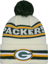 Green Bay Packers New Era Off White Knit Classic Cuffed Pom Knit - Pro Jersey Sports