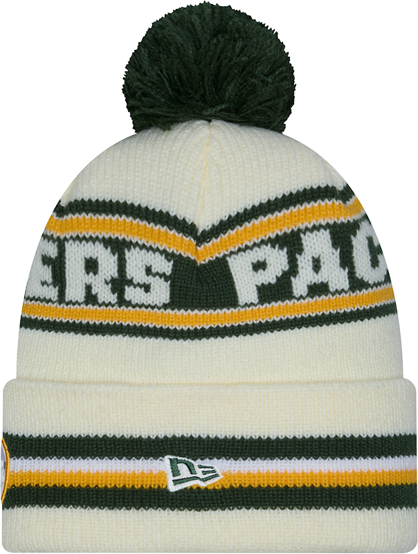 Green Bay Packers New Era Off White Knit Classic Cuffed Pom Knit - Pro Jersey Sports