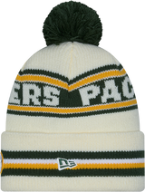 Green Bay Packers New Era Off White Knit Classic Cuffed Pom Knit - Pro Jersey Sports