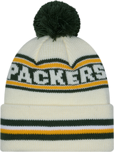 Green Bay Packers New Era Off White Knit Classic Cuffed Pom Knit - Pro Jersey Sports