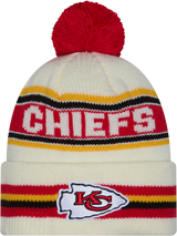 Kansas City Chiefs New Era Off White Knit Classic Cuffed Pom Knit - Pro Jersey Sports