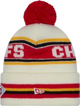 Kansas City Chiefs New Era Off White Knit Classic Cuffed Pom Knit - Pro Jersey Sports