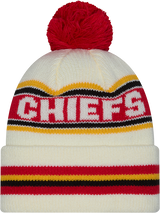 Kansas City Chiefs New Era Off White Knit Classic Cuffed Pom Knit - Pro Jersey Sports