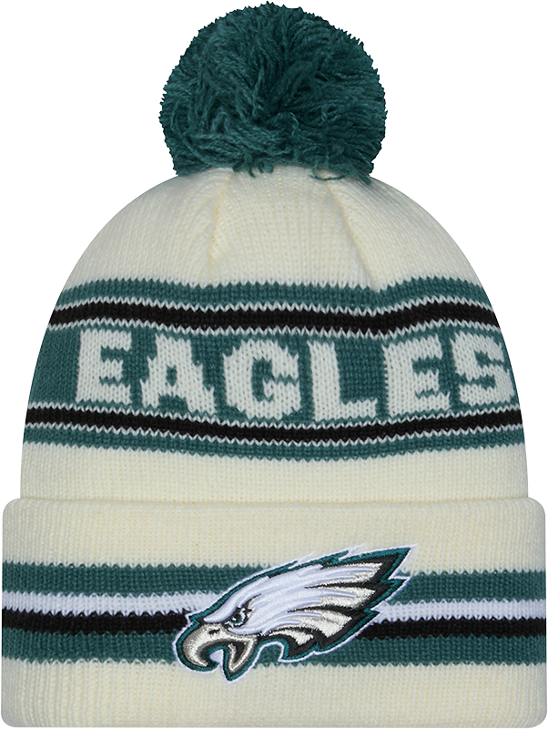 Philadelphia Eagles New Era Off White Knit Classic Cuffed Pom Knit - Pro Jersey Sports