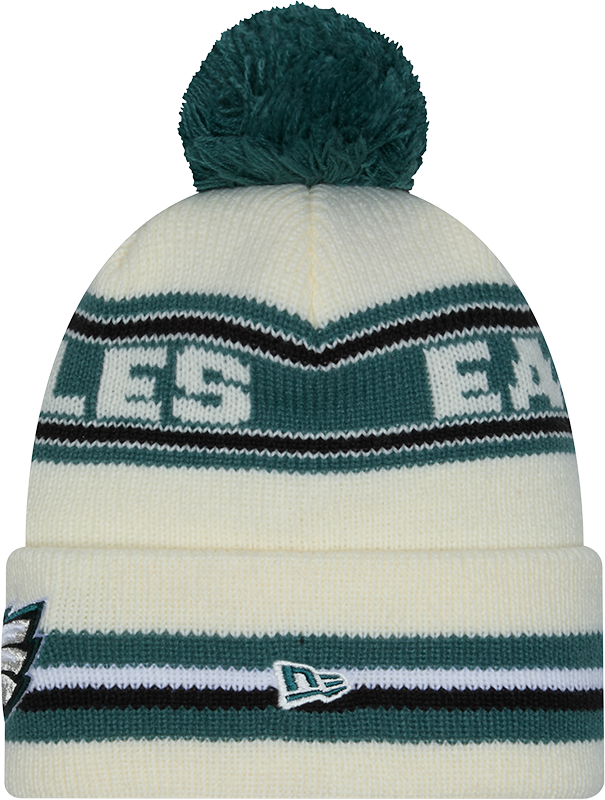 Philadelphia Eagles New Era Off White Knit Classic Cuffed Pom Knit - Pro Jersey Sports