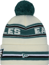 Philadelphia Eagles New Era Off White Knit Classic Cuffed Pom Knit - Pro Jersey Sports