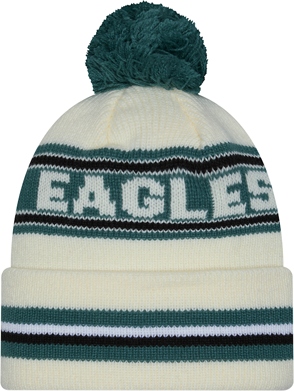 Philadelphia Eagles New Era Off White Knit Classic Cuffed Pom Knit - Pro Jersey Sports
