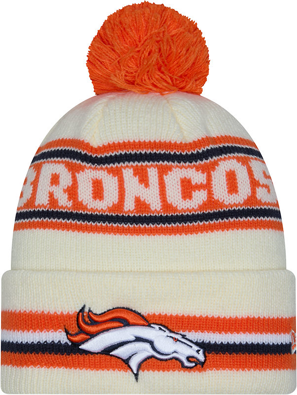 Denver Broncos New Era Off White Knit Classic Cuffed Pom Knit - Pro Jersey Sports