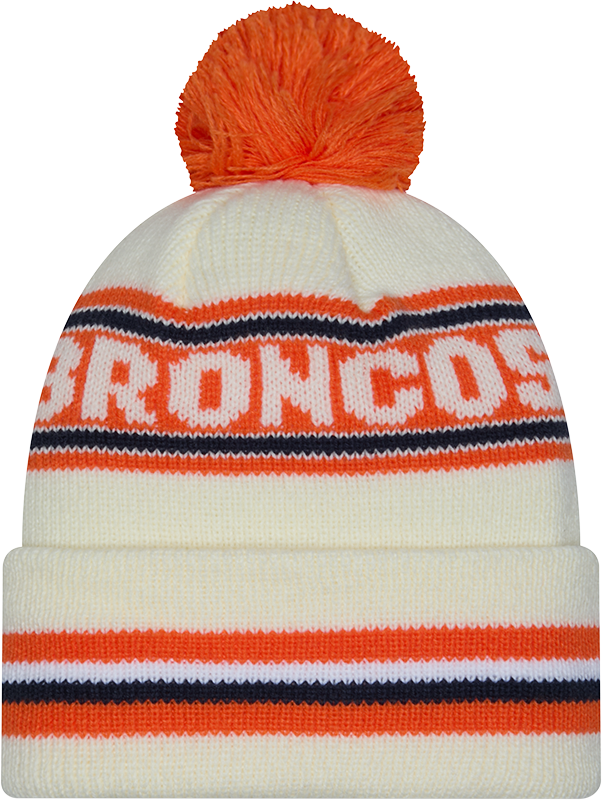 Denver Broncos New Era Off White Knit Classic Cuffed Pom Knit - Pro Jersey Sports