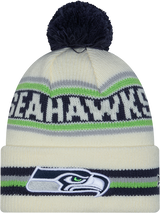 Seattle Seahawks New Era Off White Knit Classic Cuffed Pom Knit - Pro Jersey Sports