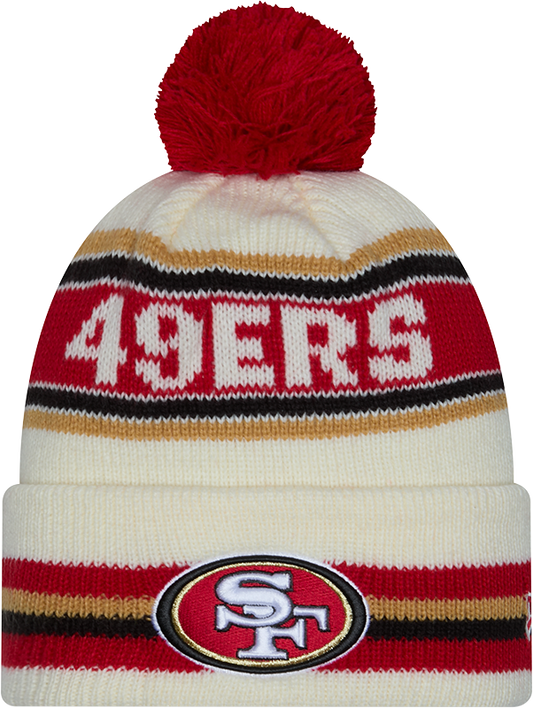 San Francisco 49ers New Era Off White Knit Classic Cuffed Pom Knit - Pro Jersey Sports