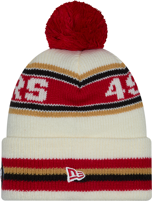 San Francisco 49ers New Era Off White Knit Classic Cuffed Pom Knit - Pro Jersey Sports