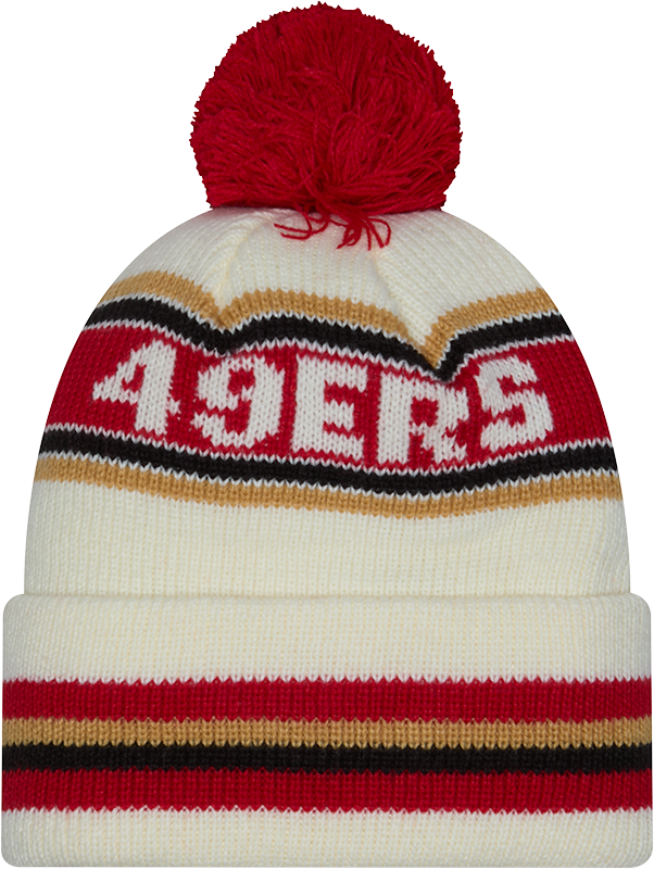 San Francisco 49ers New Era Off White Knit Classic Cuffed Pom Knit - Pro Jersey Sports