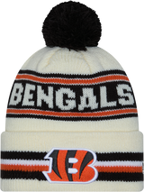 Cincinnati Bengals New Era Off White Knit Classic Cuffed Pom Knit - Pro Jersey Sports