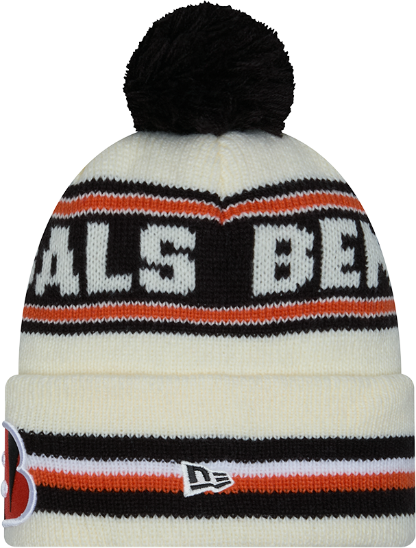 Cincinnati Bengals New Era Off White Knit Classic Cuffed Pom Knit - Pro Jersey Sports